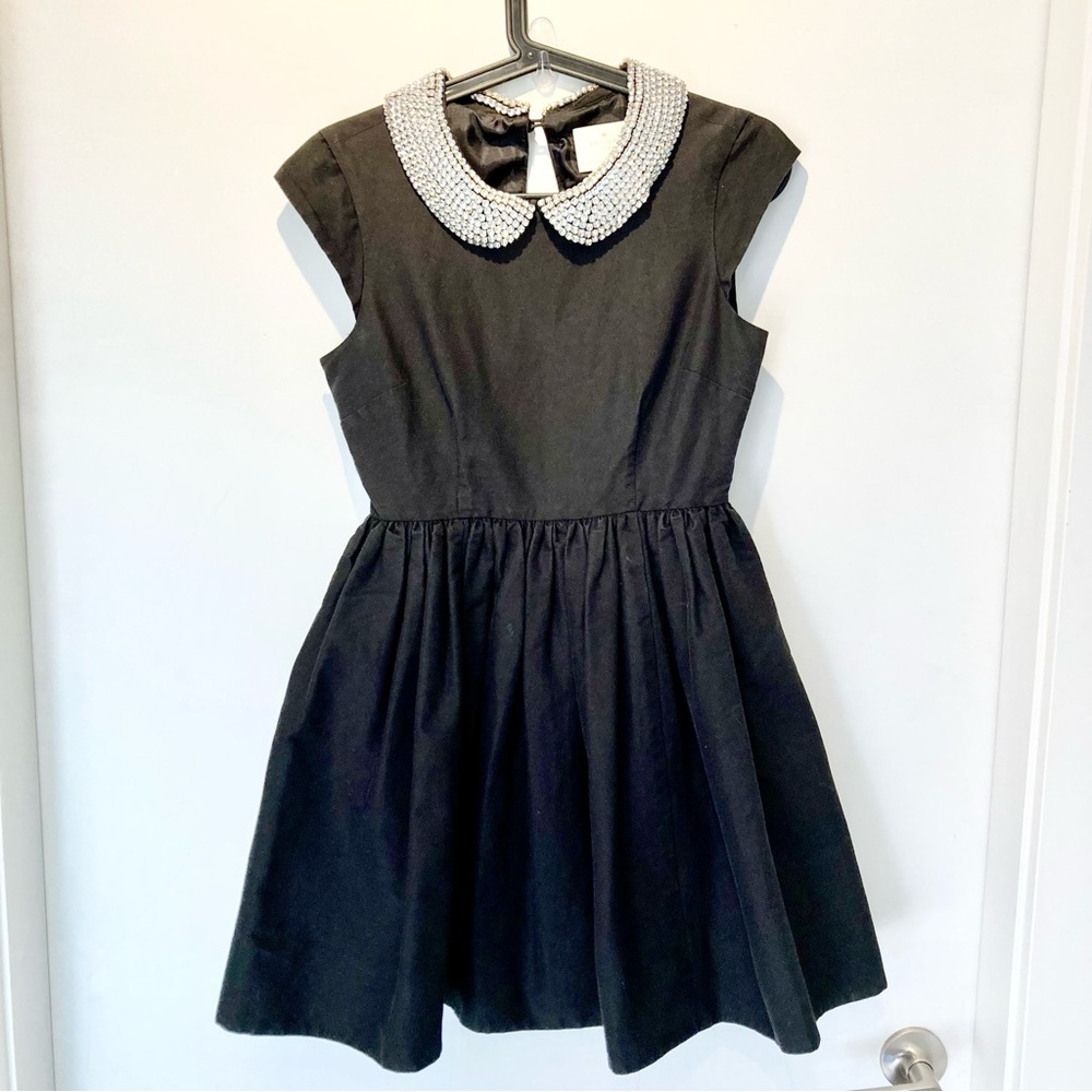 Kate Spade black dress with crystal Peter Pan collar